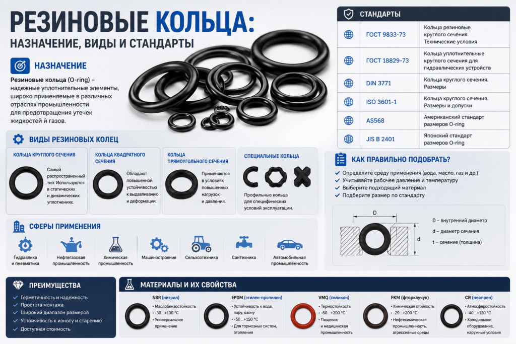 Резиновые кольца: назначение, виды и стандарты
